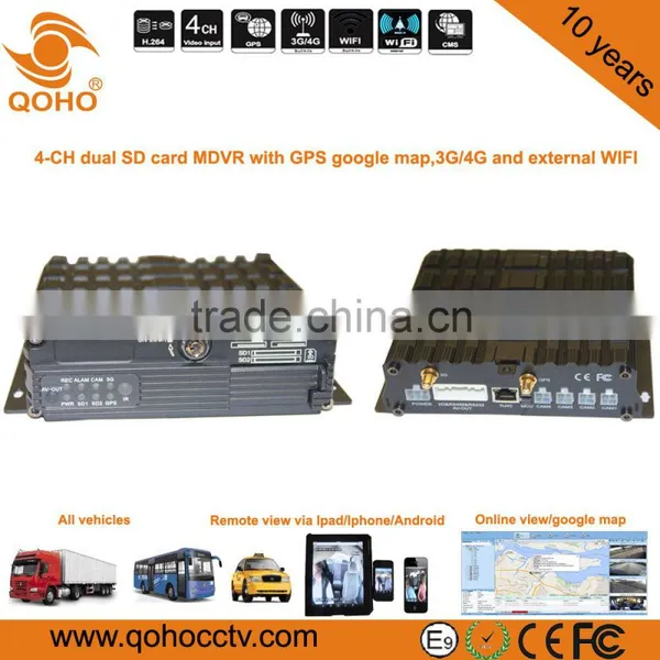 GPS 3g Wifi 4ch MDVR/ Vehicle Mobile Dvr With Free CMS Software With Certificate photo-4