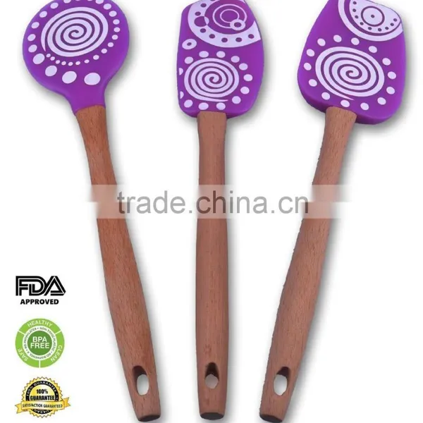Perfect Kitchen Bakeware Kit Colorful Silicone Rubber Spatula 3 Pcs Set photo-2