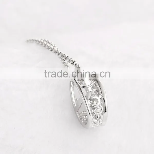 925 Sterling Silver Horse Shoe Shape Dancing Stone Pendant Necklace Jewelry SPG900W photo-6