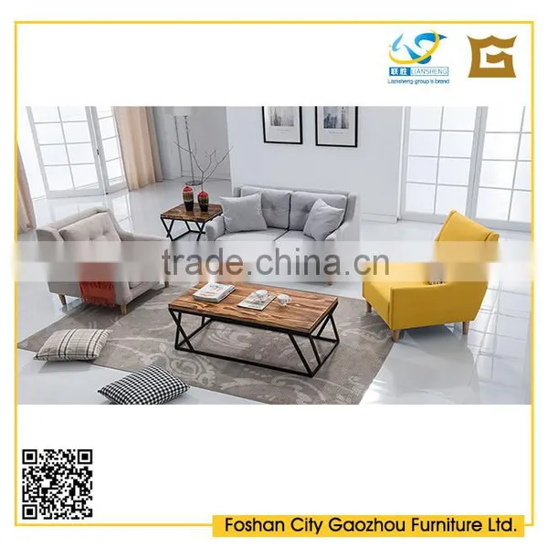 Modern Comfortable Living Room Sofa Set Nordic Style Wooden Legs Fabric Sofa With Button Tufted Back Cushions photo-3