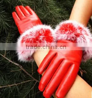 Korea Style Full Finger PU Material Winter Keep Warm and Velvet Cycle Gloves for Woman photo-2