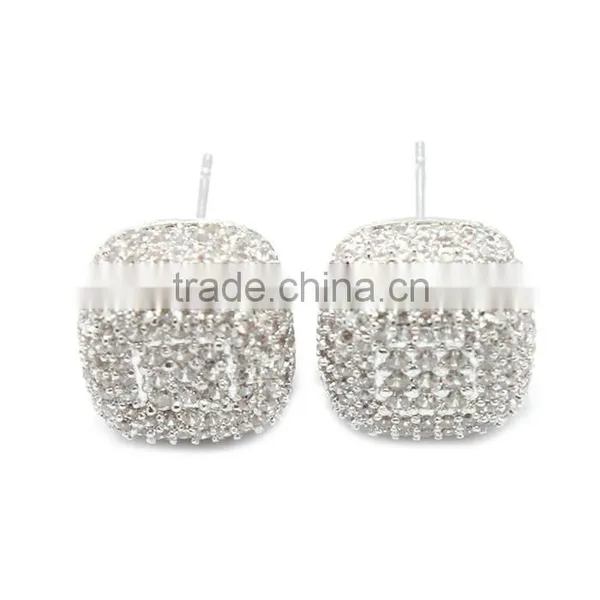 925 Silver Cubic Zircon Stud Earring White CZ Jewelry Factory Price photo-2