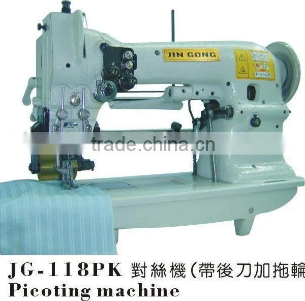 double needle picoting machine with cutter and puller