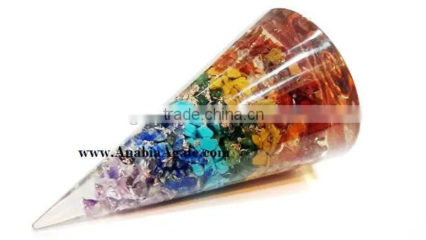 Chakra Orgone Cone:Wholesale Healing Orgone : Chakra Layered Orgone Cone photo-5