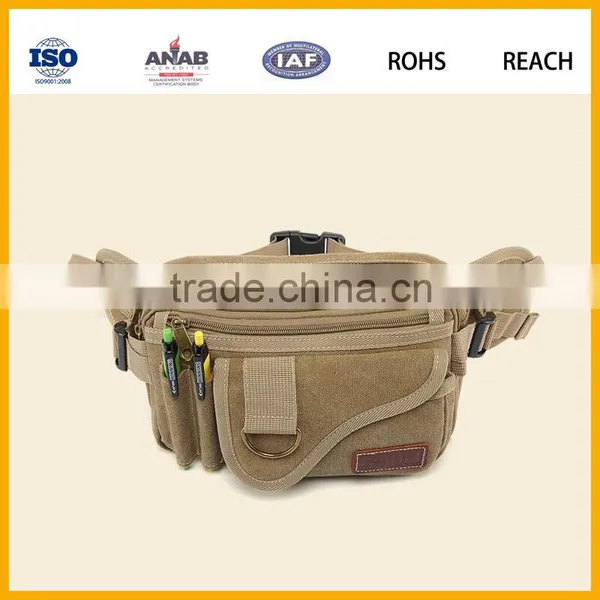 Classical Style Multilayer Adjustable Strap Canvas Waist Bag for Outdoor Cycling photo-5