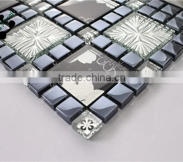 SMP26 Small and Big Square Mosaic Crystal Glass Mosaic Tiles Interior Wall Decoration Mosaic photo-4