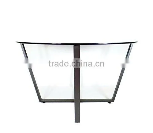 Made in China Metal Type Living Room Furniture Round Shape Glass Top Table With Folding Metal Frames photo-3