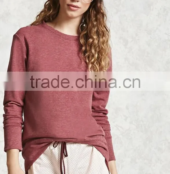 Plus Size Women Clothing 2017 High Low Fleece Solid Lightweight Knit No Hooded Sweatshirt Round Neck Super Oversized Hoodie photo-2