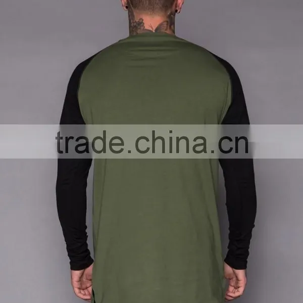 Latest Contrast Raglan Sleeve Crew Neck Cotton Men t Shirt photo-3