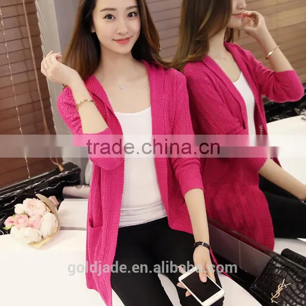 OEM Custom-Made Hight Quality Ladies Button Down Plain Knitted Cardigan Sweater photo-2