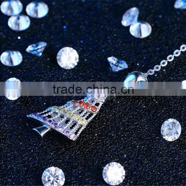 Fashion Jewelry Charm Pendant 925 Sterling Silver CZ Christmas Tree Pendant photo-3