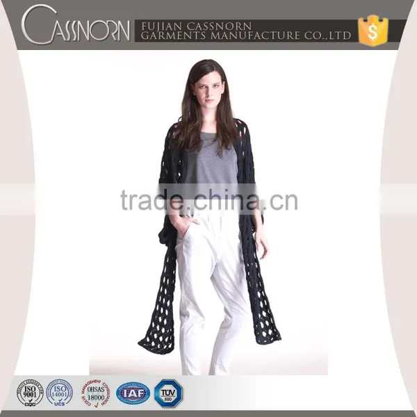 OEM Supplier Fashion Alpaca Shawl Scarf Open Wave Knitted Ladies Cape