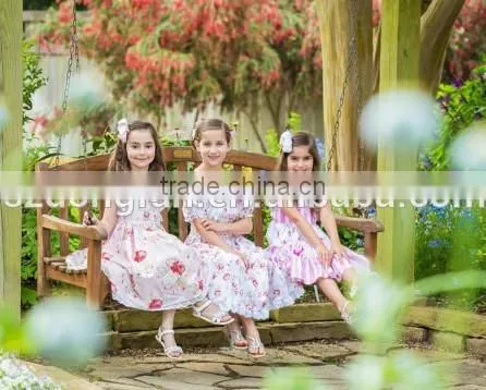 Girls Flutter Sleeve Kids Clothing Wholesale Roses Printed Designer One Piece Dress photo-5