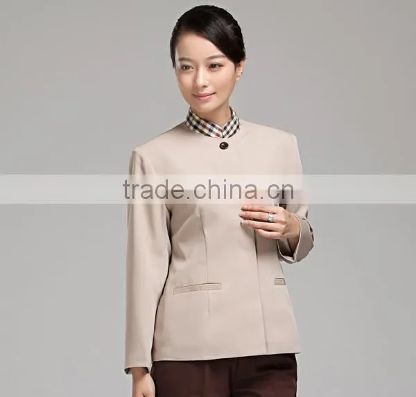 Custom Perfect Fit Fashiom Restaurant Housekeeping Uniform , Catering Staff Uniforms Wholesale photo-5
