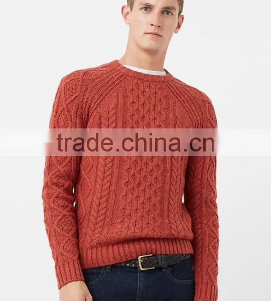 Men's Chunky Cable Knit Pattern Cotton Sweater for Wholesale photo-2
