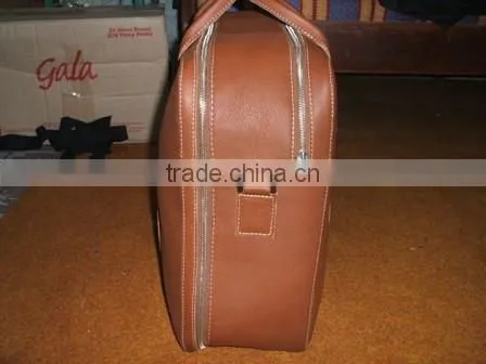 High Quality Genuine Cow Light Brown Leather Travel Briefcase Leather Bag photo-2