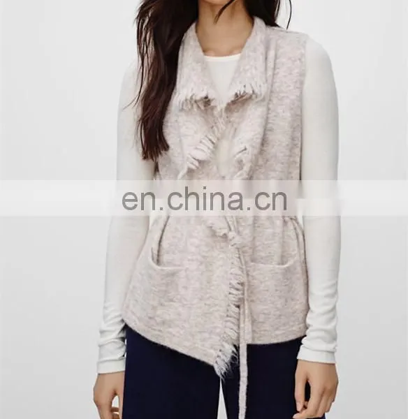 2015 Winter Italian Design Belt Raw Fringe Custom Tibet Sheep Fur Vest (NT6796) photo-4