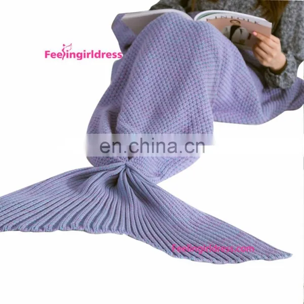 Multiple Colour Customized Mermaid Tail Design Knitted Mermaid Tail Blanket photo-3