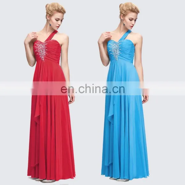 Grace Karin One Shoulder Long Chiffon Evening Gowns Party Gowns CL3120-3 photo-6