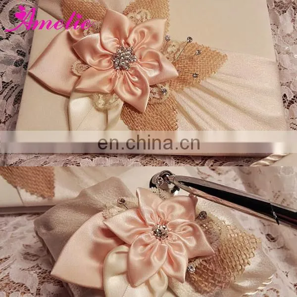 AW0707 Flowers Wedding Deco (guest Book and Pen Holder)