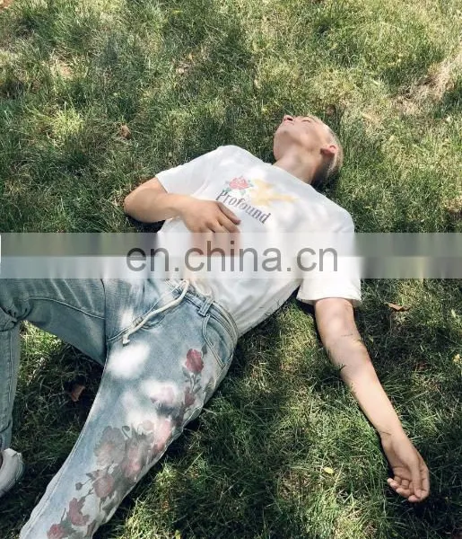 DiZNEW OEM DENIM DIGITAL PRINTING FLOWER DESIGNERS SKINNY FIT JEANS MAN photo-5