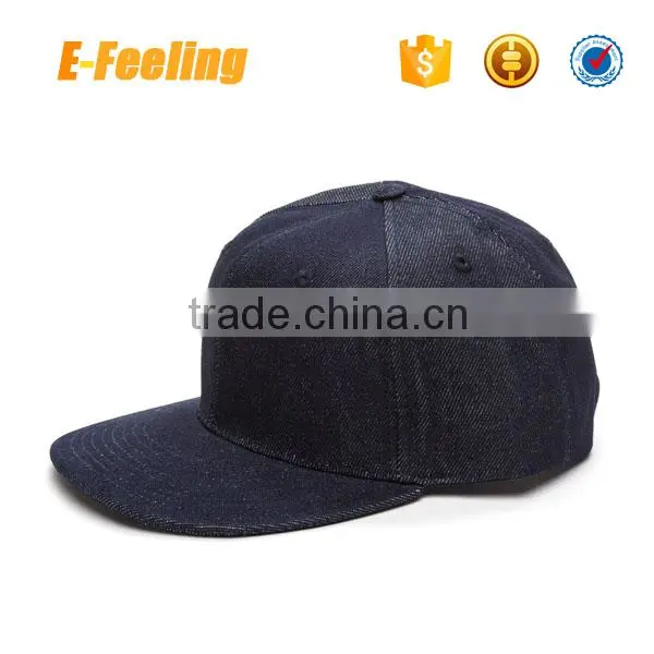 High Quality Plain Denim Snapback Hat Blank Jean Snapback Cap photo-5
