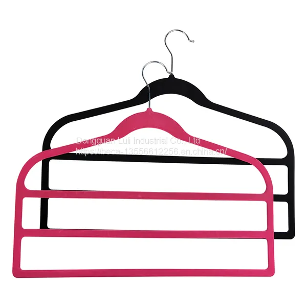 Custom Black ABS Velvet Clothing Garment Hanger for Pants