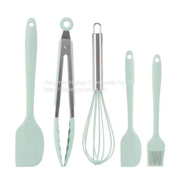 Wholesale Kitchen Accessories 5Pcs Heat Resistant Food Silicone Kitchen Utensils Cooking Spatula Set photo-4