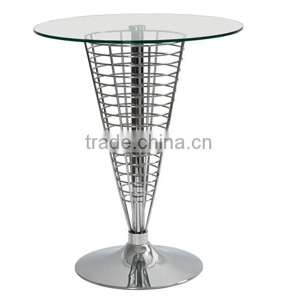 Fancy Design Steel Rod Base Glass Top Coffee Table photo-2