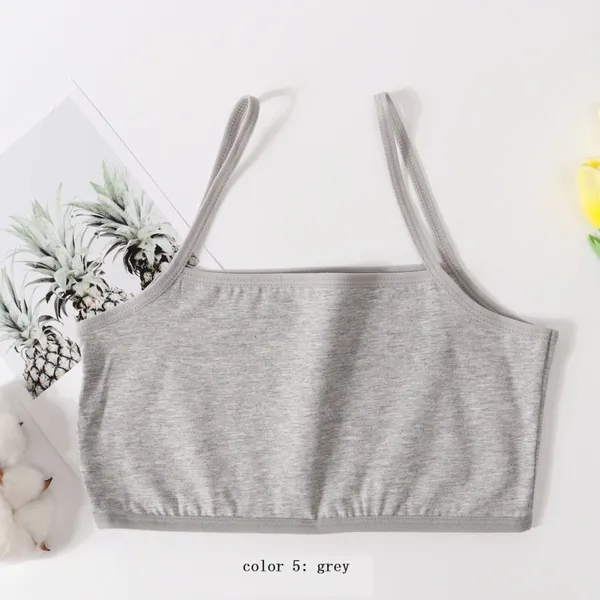 New Girls Solid Color Camisole Vest Wrapped Around the Chest, Single-layer Cotton Underwear During Development Period photo-3