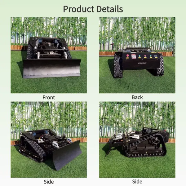 Industrial Petrol Adjustable Cutting Height 10-150Mm Electric Battery Cordless Rubber Track Remote Controlled Lawn Mower Kit photo-4