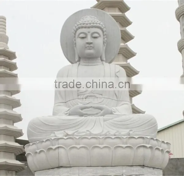 White Stone Carvsing Sitting Buddha Sculpture photo-2