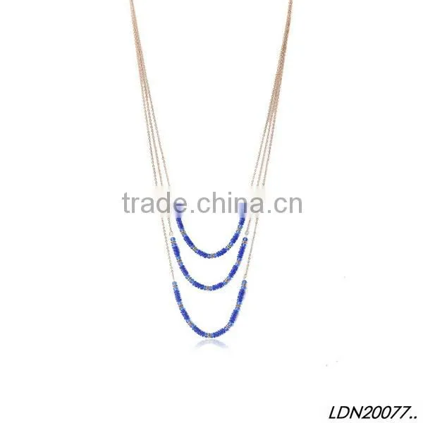 Blue Triple Resin Pendant With Matching Earrings and Bracelet Necklace photo-2