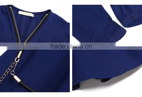 India Style Chiffon Long Sleeve With Zip Long Tops photo-6