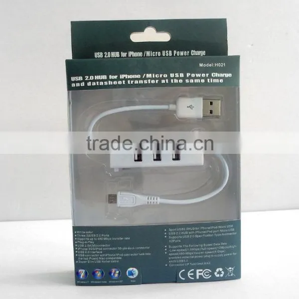 Micro Data Transfer Charge Cable With 3 Port Usb Hub for Samsung photo-6