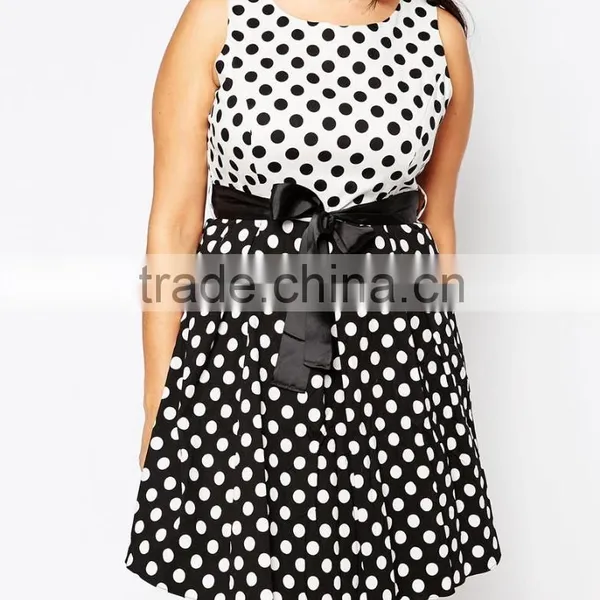 Garment Hot Selling Polka Dot Plus Size Dress For Woman photo-3