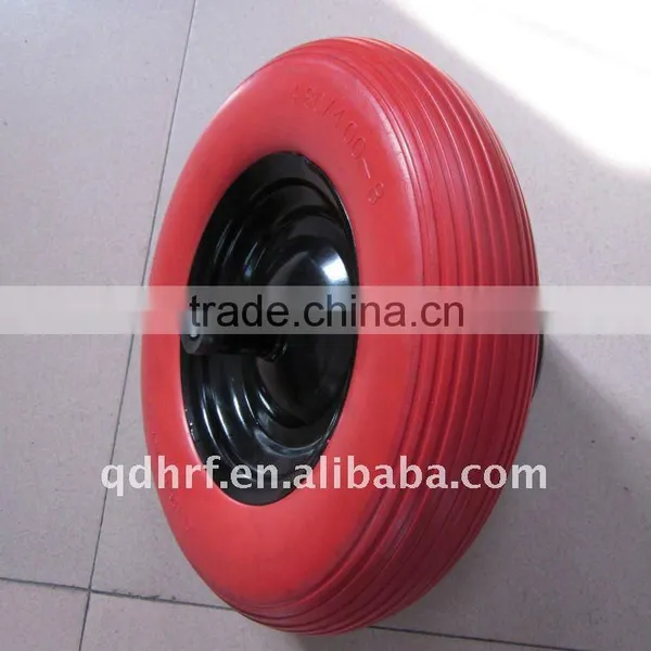 4.00-8/400-8 Colourful Flat Free Wheels ,PU Foam Tubeless for Wheel Barrow Quality Choice photo-3
