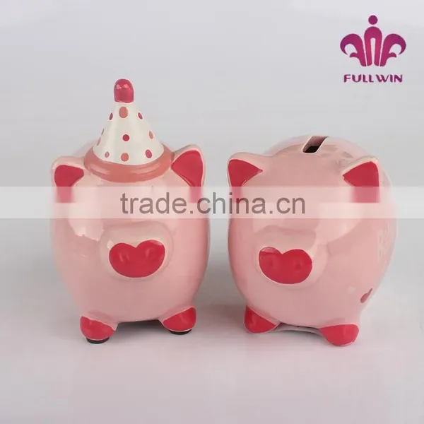 Clay Piggy Bank Pink Pig Piggy Bank Unopenable Piggy Bank photo-5