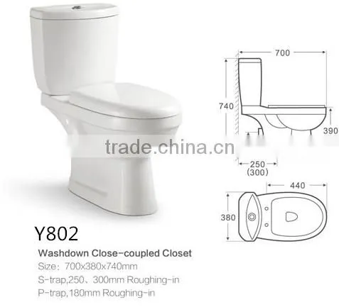 Sanitary Ware Ceramic wc Toilet Washdown s Trap p Trap Two Piece Toilet China Supplier Cheap Toilet on Sale Y802 photo-6