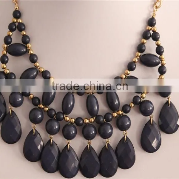 Fashion Dark Color Acrylic Beads Necklace Women Necklace Jewelry photo-2