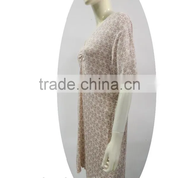 Lady's V-neck Front Gather Ribbon Trim Nightie photo-4