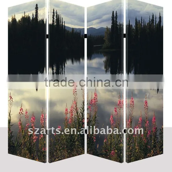 Beautiful Scenery 4 Panels Painted Room Divider