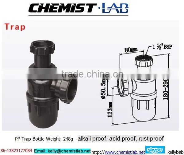 Chemical Resistant Plastic Bottle Trap for Sink photo-2