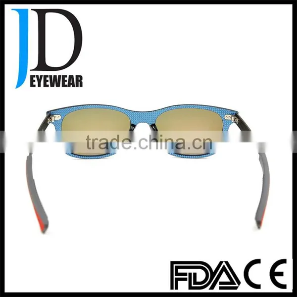 Custom Made Black Frame Blue Lens Vintage Carbon Fiber Sunglasses photo-5