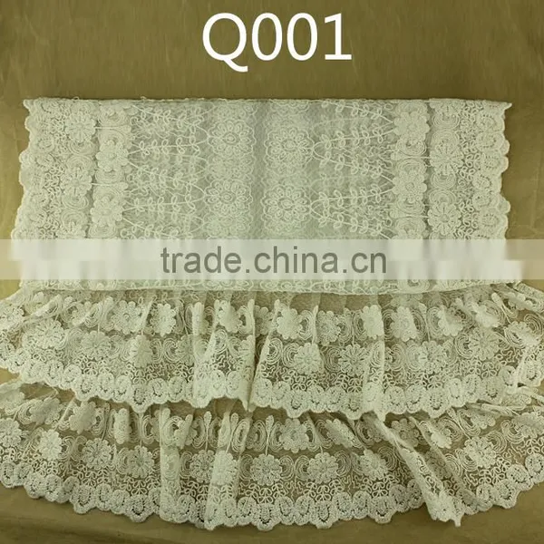 100%cotton Hand Cut Lace Fabric Mesh Lace Scarf for Neck photo-2