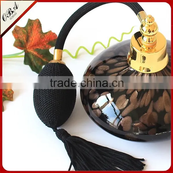 High-grade European and American Series Glass Airbag Pump Perfume Bottle & Empty Big Capacity Black Gold Point Decation Bottle photo-3