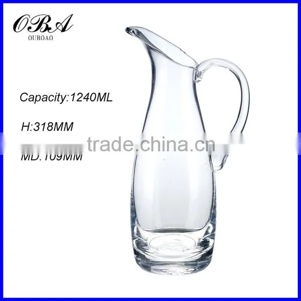 Wholesale Large Water Decanter and Glass / Oblique Mouth Clear Water Decanter With Handle photo-3