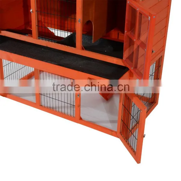 Pawhut Wooden Rabbit House / Wood Bunny Hutch w/ Lower Outdoor Run photo-5