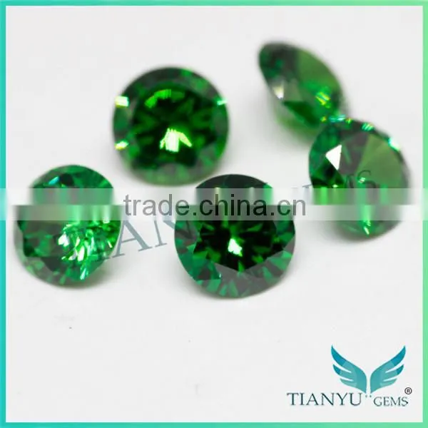 Free Sample Gemstone Wholesale Round Cut Emerald Green Cubic Zirconia , Synthetic Green CZ photo-6