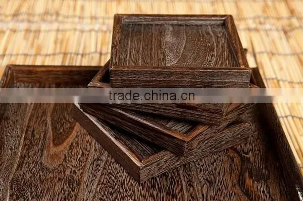 Japan Market Antique Paulownia Wood Tray,burn Wood Tray,antique Square Tray photo-3